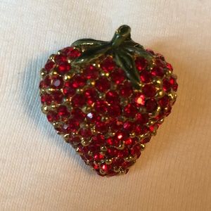 Vintage strawberry Crystal encrusted pin